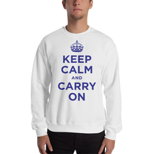 White / S Keep Calm and Carry On "Navy" Unisex Sweatshirt by Design Express