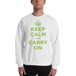 White / S Keep Calm and Carry On "Green" Unisex Sweatshirt by Design Express