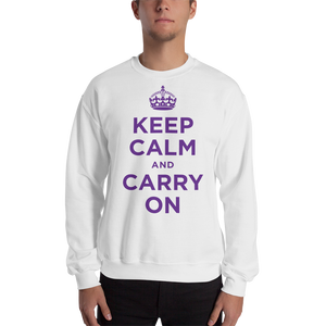 White / S Keep Calm and Carry On "Purple" Unisex Sweatshirt by Design Express