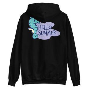 Black / S Seahorse Hello Summer Unisex Hoodie by Design Express