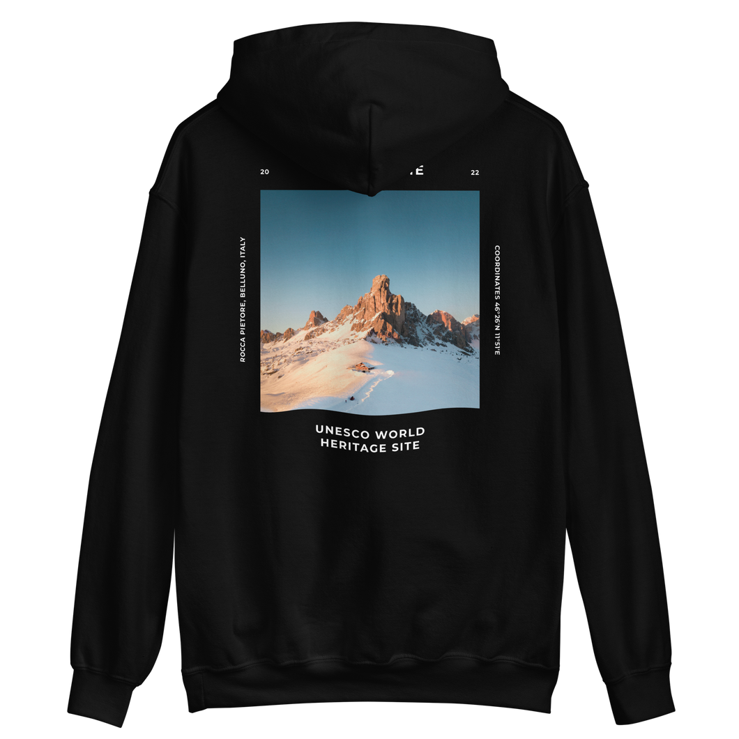 Black / S Dolomites Italy Unisex Hoodie Back by Design Express