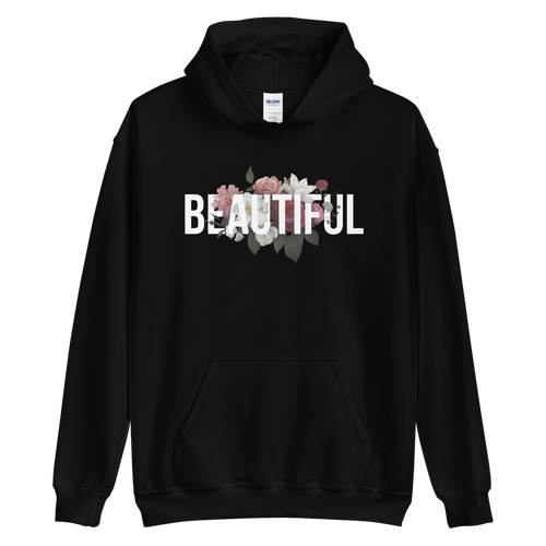 Black / S Beautiful Flower Unisex Dark Hoodie by Design Express