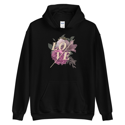 Black / S Love Flower Unisex Hoodie by Design Express