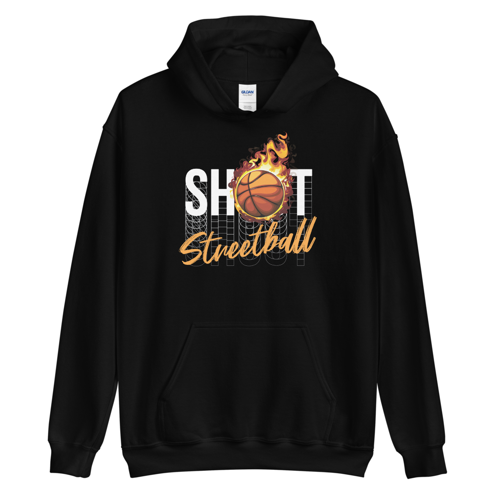 Black / S Shoot Streetball Front Unisex Hoodie by Design Express