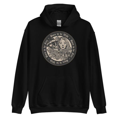 Black / S Born to be Wild, Born to be Free Unisex Hoodie by Design Express