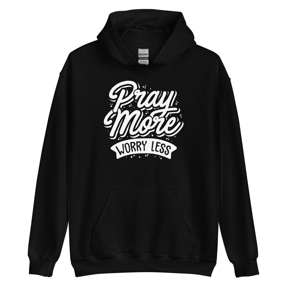 Black / S Pray More Worry Less Unisex Hoodie by Design Express
