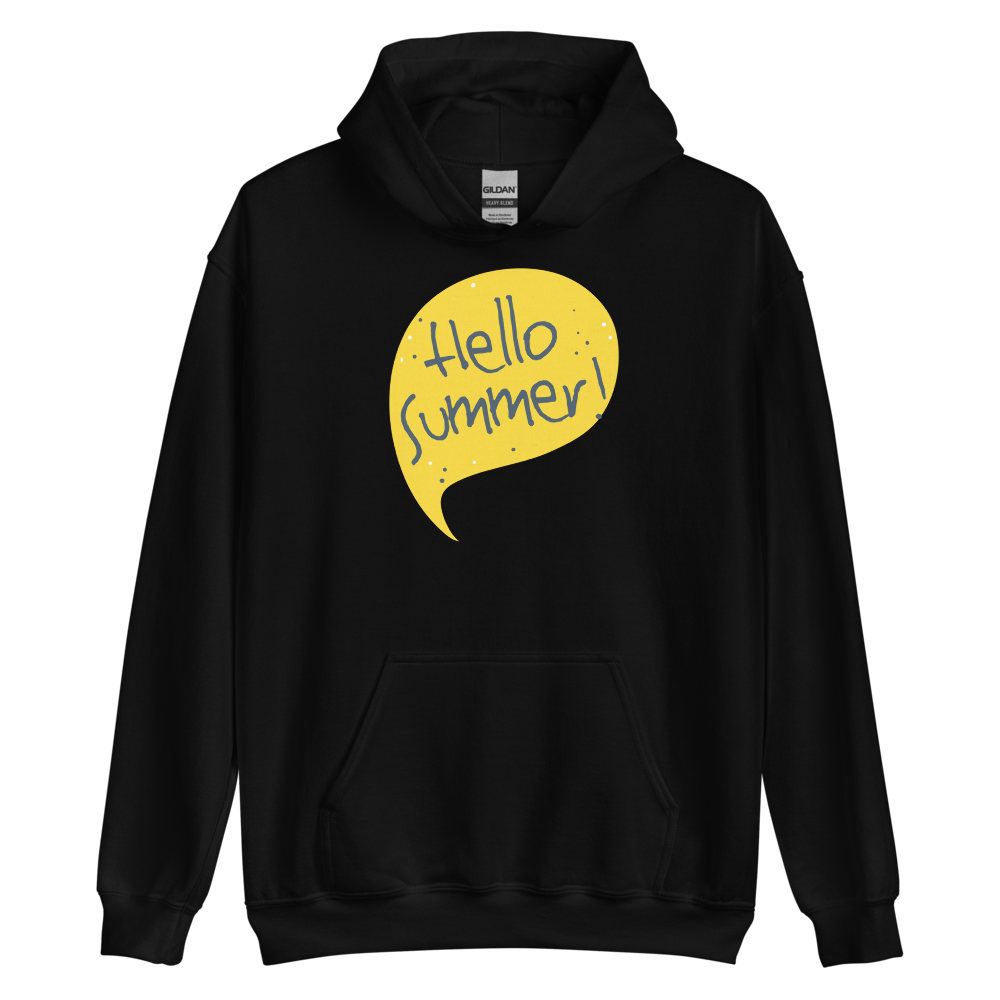 Black / S Hello Summer Yellow Unisex Hoodie by Design Express