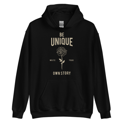 Black / S Be Unique, Write Your Own Story Unisex Hoodie by Design Express