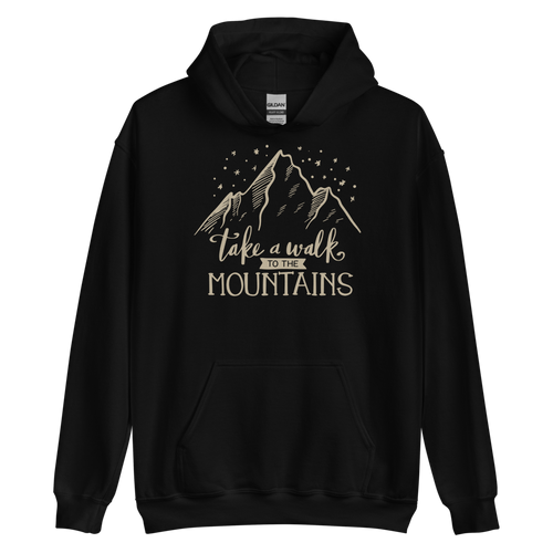 Black / S Take a Walk to the Mountains Unisex Hoodie by Design Express