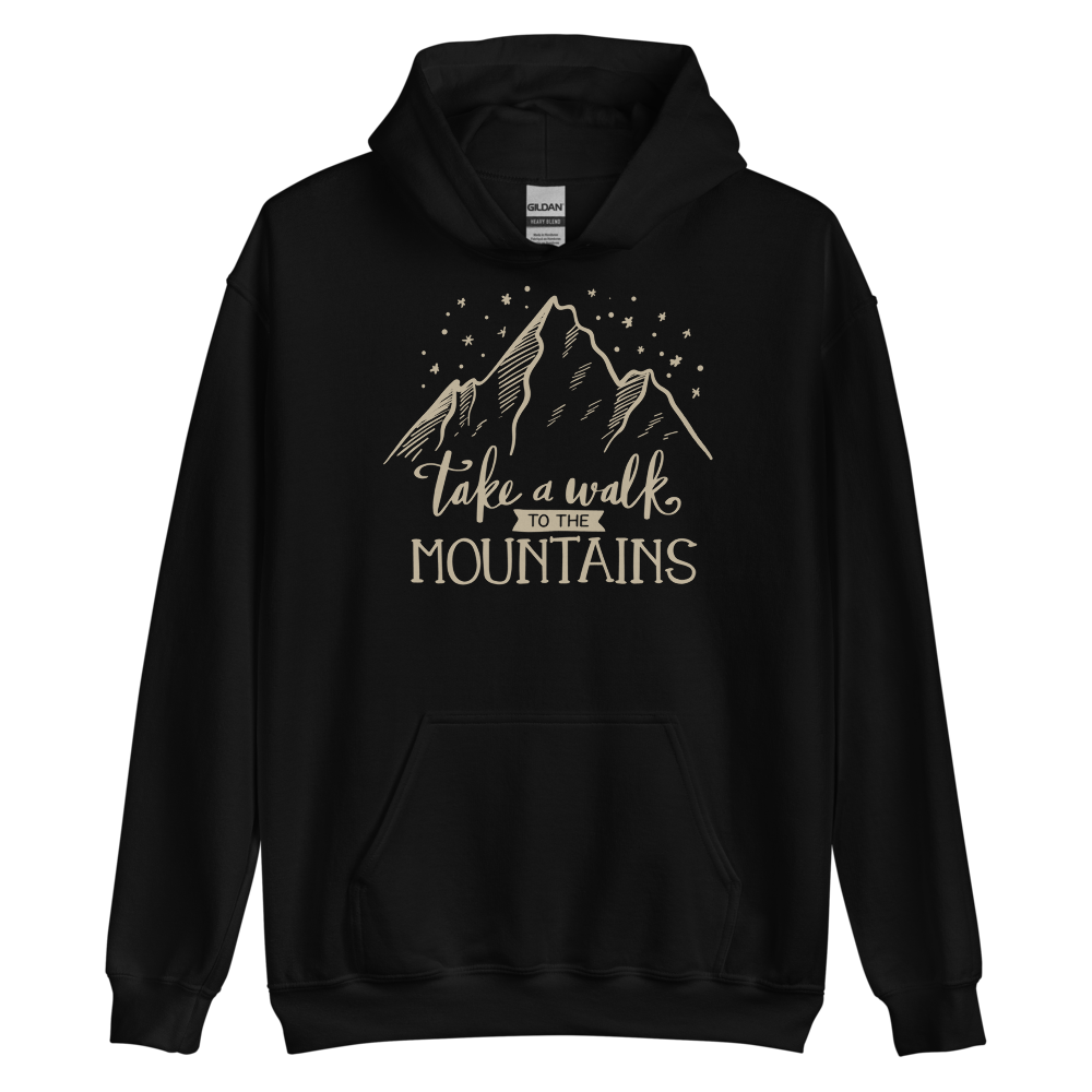 Black / S Take a Walk to the Mountains Unisex Hoodie by Design Express