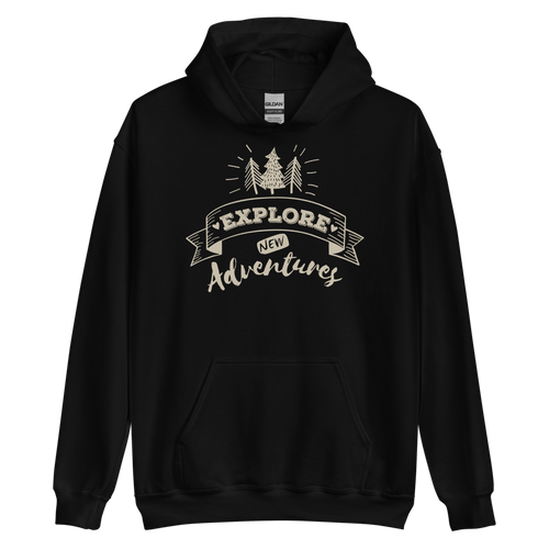 Black / S Explore New Adventures Unisex Hoodie by Design Express