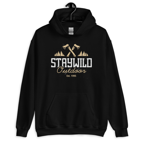 Black / S Stay Wild Outdoor Unisex Hoodie by Design Express