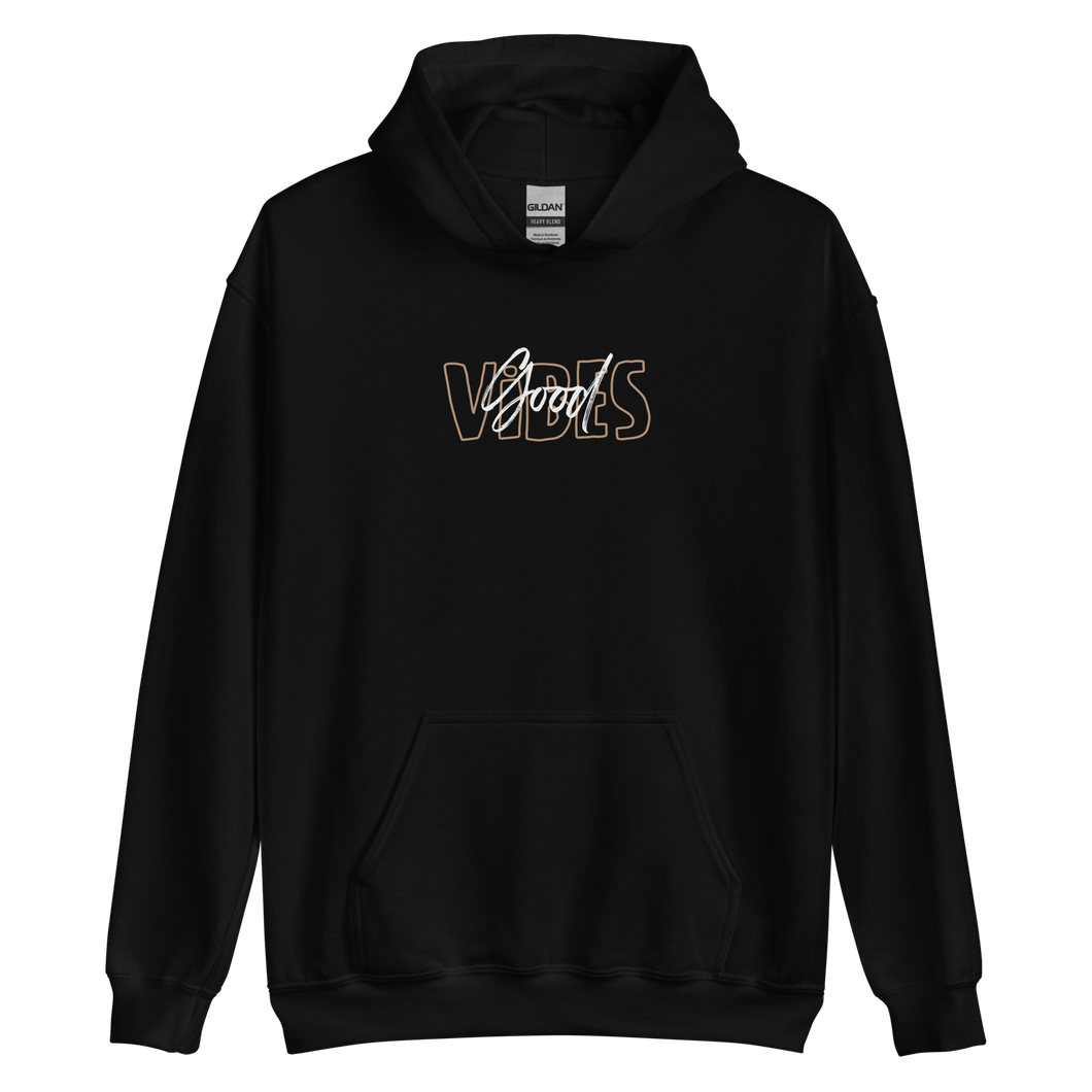Black / S Good Vibes Typo Unisex Hoodie by Design Express