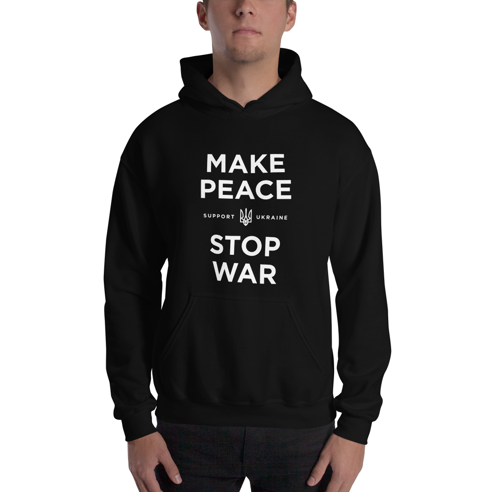 Black / S Make Peace Stop War (Support Ukraine) Unisex Black Hoodie by Design Express