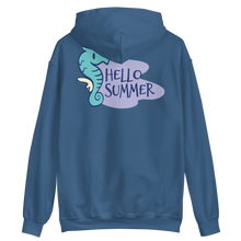 Indigo Blue / S Seahorse Hello Summer Unisex Hoodie by Design Express