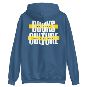 Indigo Blue / S Books not Guns, Culture not Violence Unisex Hoodie by Design Express