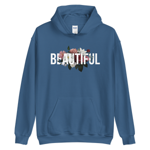 Indigo Blue / S Beautiful Flower Unisex Dark Hoodie by Design Express