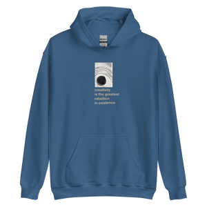 Indigo Blue / S Creativity is the greatest rebellion in existence Unisex Hoodie by Design Express