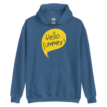 Indigo Blue / S Hello Summer Yellow Unisex Hoodie by Design Express