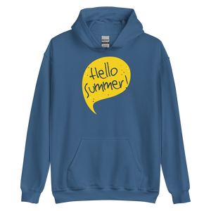 Indigo Blue / S Hello Summer Yellow Unisex Hoodie by Design Express