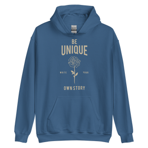 Indigo Blue / S Be Unique, Write Your Own Story Unisex Hoodie by Design Express