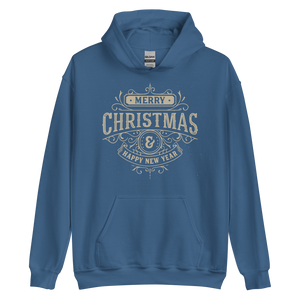 Indigo Blue / S Merry Christmas & Happy New Year Unisex Hoodie by Design Express