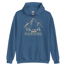 Indigo Blue / S Take a Walk to the Mountains Unisex Hoodie by Design Express