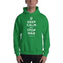 Irish Green / S Keep Calm and Stop War (Support Ukraine) White Print Unisex Hoodie by Design Express