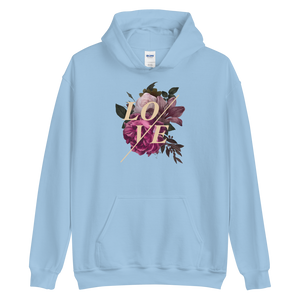 Light Blue / S Love Flower Unisex Hoodie by Design Express