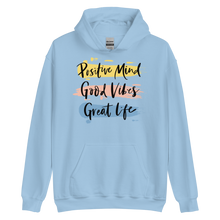 Light Blue / S Positive Mind, Good Vibes, Great Life Unisex Hoodie by Design Express