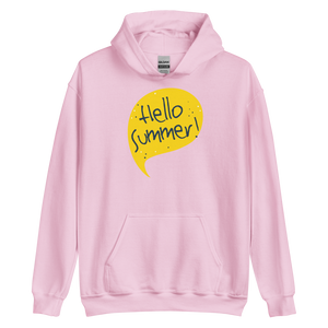 Light Pink / S Hello Summer Yellow Unisex Hoodie by Design Express