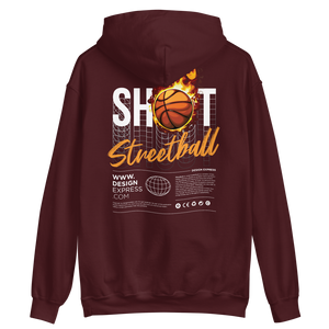 Maroon / S Shoot Streetball Back Unisex Hoodie by Design Express