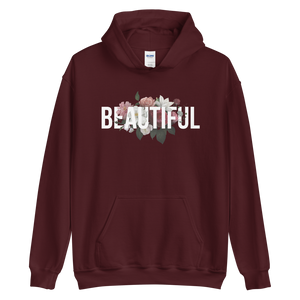 Maroon / S Beautiful Flower Unisex Dark Hoodie by Design Express