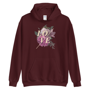 Maroon / S Love Flower Unisex Hoodie by Design Express