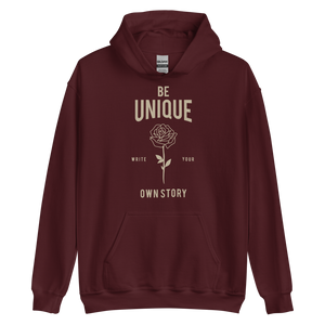 Maroon / S Be Unique, Write Your Own Story Unisex Hoodie by Design Express