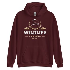 Maroon / S True Wildlife Camping Unisex Hoodie by Design Express