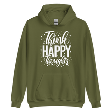 Military Green / S Think Happy Thoughts Unisex Hoodie by Design Express