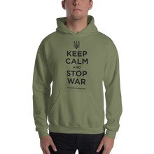 Military Green / S Keep Calm and Stop War (Support Ukraine) Black Print Unisex Hoodie by Design Express