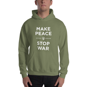 Military Green / S Make Peace Stop War (Support Ukraine) Unisex Black Hoodie by Design Express