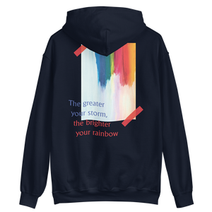 Navy / S Rainbow Back Unisex Hoodie by Design Express