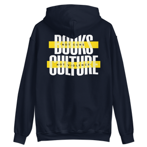 Navy / S Books not Guns, Culture not Violence Unisex Hoodie by Design Express