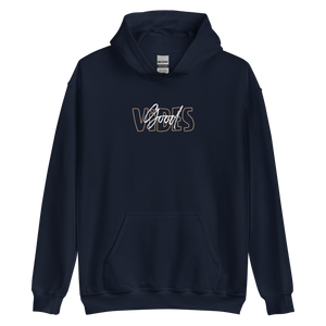 Navy / S Good Vibes Typo Unisex Hoodie by Design Express