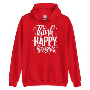 Red / S Think Happy Thoughts Unisex Hoodie by Design Express