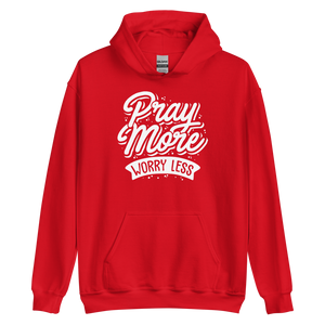 Red / S Pray More Worry Less Unisex Hoodie by Design Express