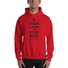 Red / S Keep Calm and Stop War (Support Ukraine) Black Print Unisex Hoodie by Design Express