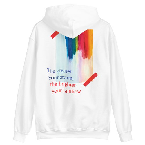 White / S Rainbow Back Unisex Hoodie by Design Express