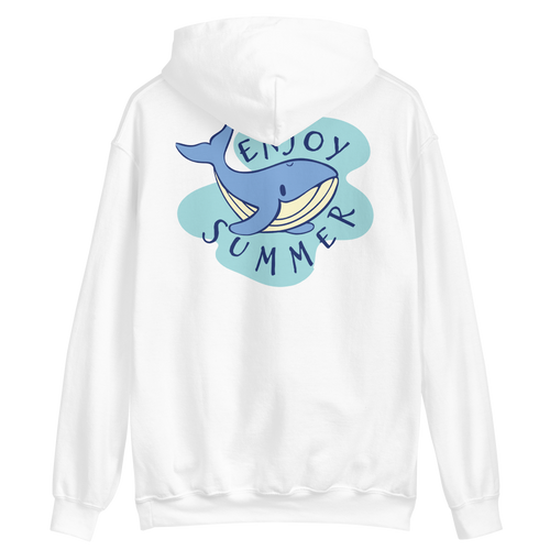 White / S Whale Enjoy Summer Unisex Hoodie by Design Express