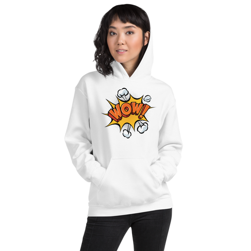 White / S Wow Pop Art Unisex Hoodie by Design Express