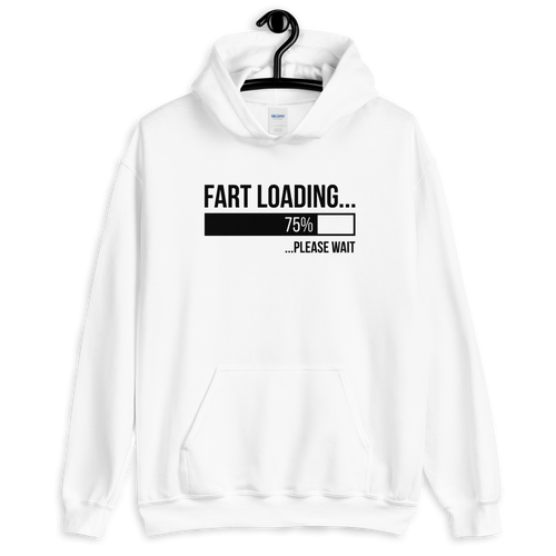 White / S Fart Loading (Funny) Unisex Light Hoodie by Design Express