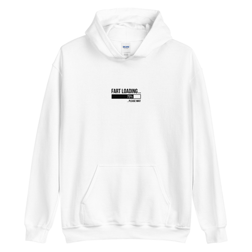 White / S Fart Loading Small (Funny) Unisex Light Hoodie by Design Express